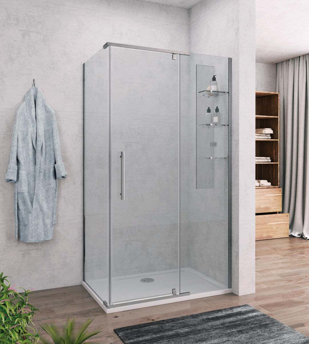 Box doccia LAMPEDUSA 120×80 con Cristallo trasparente e mensole – JD STORE